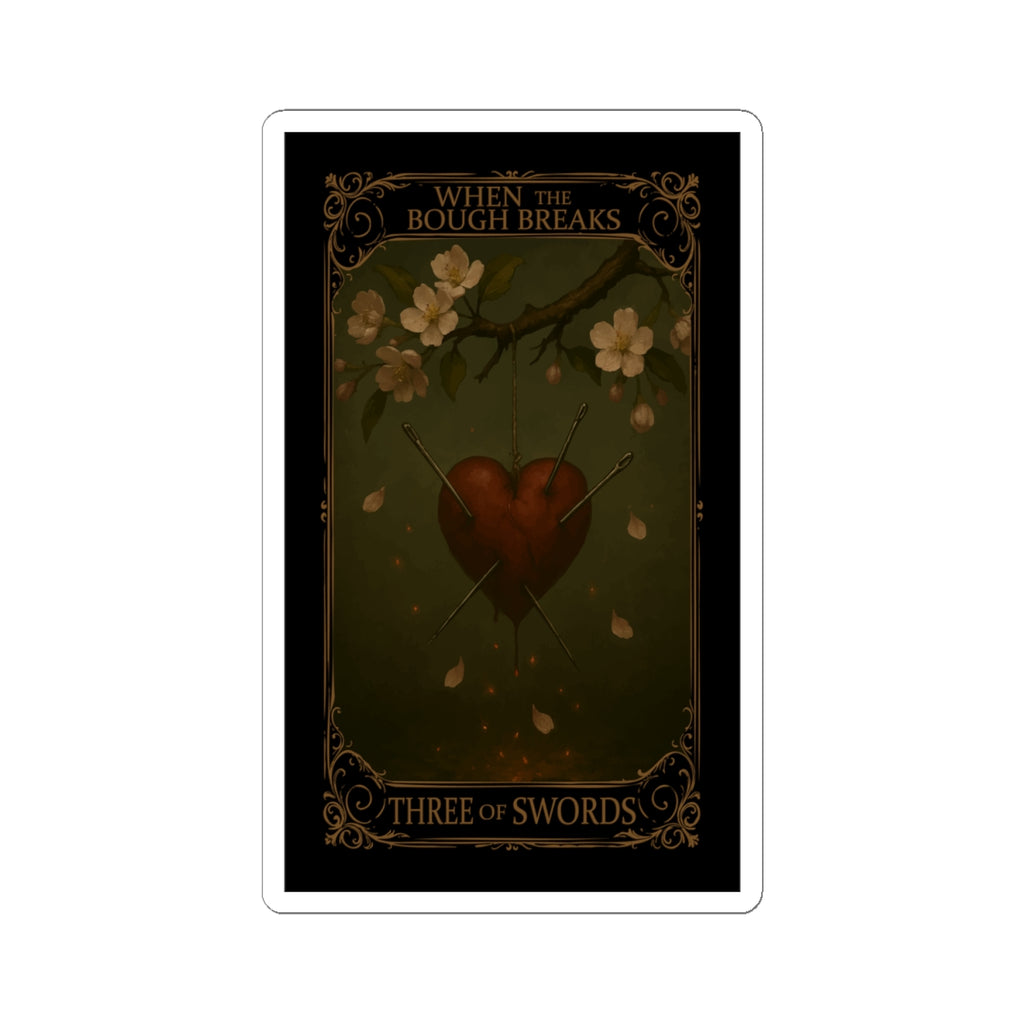 Three of Swords Tarot- Mood-Enhancing Kiss-Cut Stickers, Three Swords Heart Design, Perfect for Journals, Laptops, Gifts, Home Decor, Romantic Occasions
