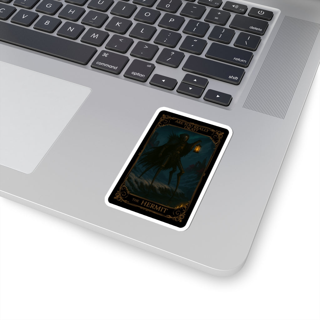 Hermit tarot, Dark Humor Kiss-Cut Stickers, Gothic Decor. Quirky Wall Art, Unique Sticker for Laptops, Witchy Aesthetic