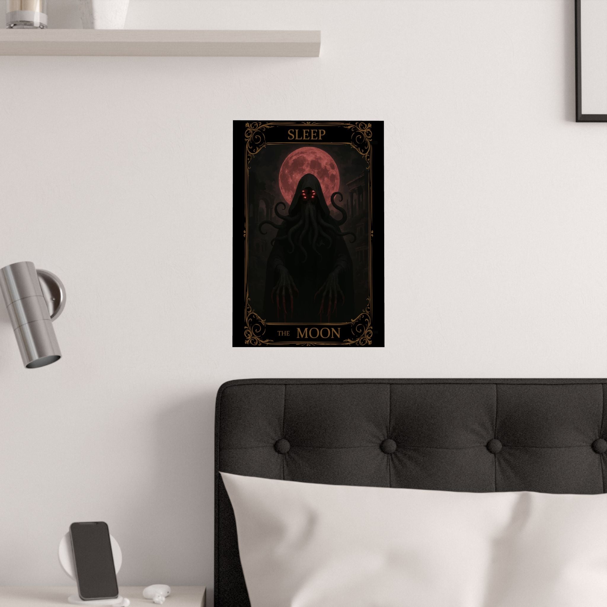 Sleep- The Moon Tarot Satin Poster | Dark Aesthetic Wall Art, Gothic Decor, Bedroom Decor, Unique Gift, Home Decor