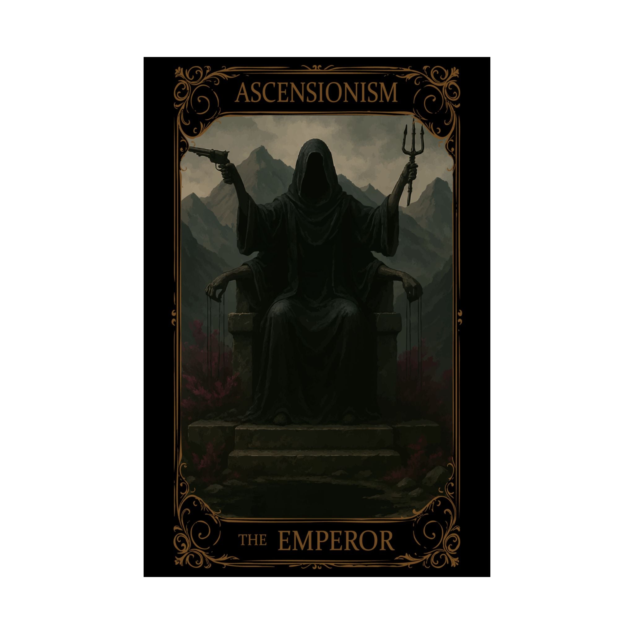The Emperor Tarot, Mystical Satin Poster Art, Wall Decor, Fantasy Artwork, Gift for Fans, Gothic Decor, Home Aesthetic