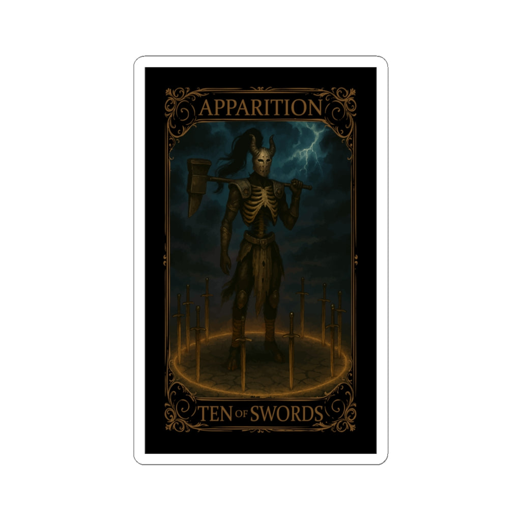 Ten of Swords Tarot- Apparition Kiss-Cut Stickers, Dark Fantasy Art, Occult Decor, Gothic Gifts, Laptop Stickers, Tarot Stickers