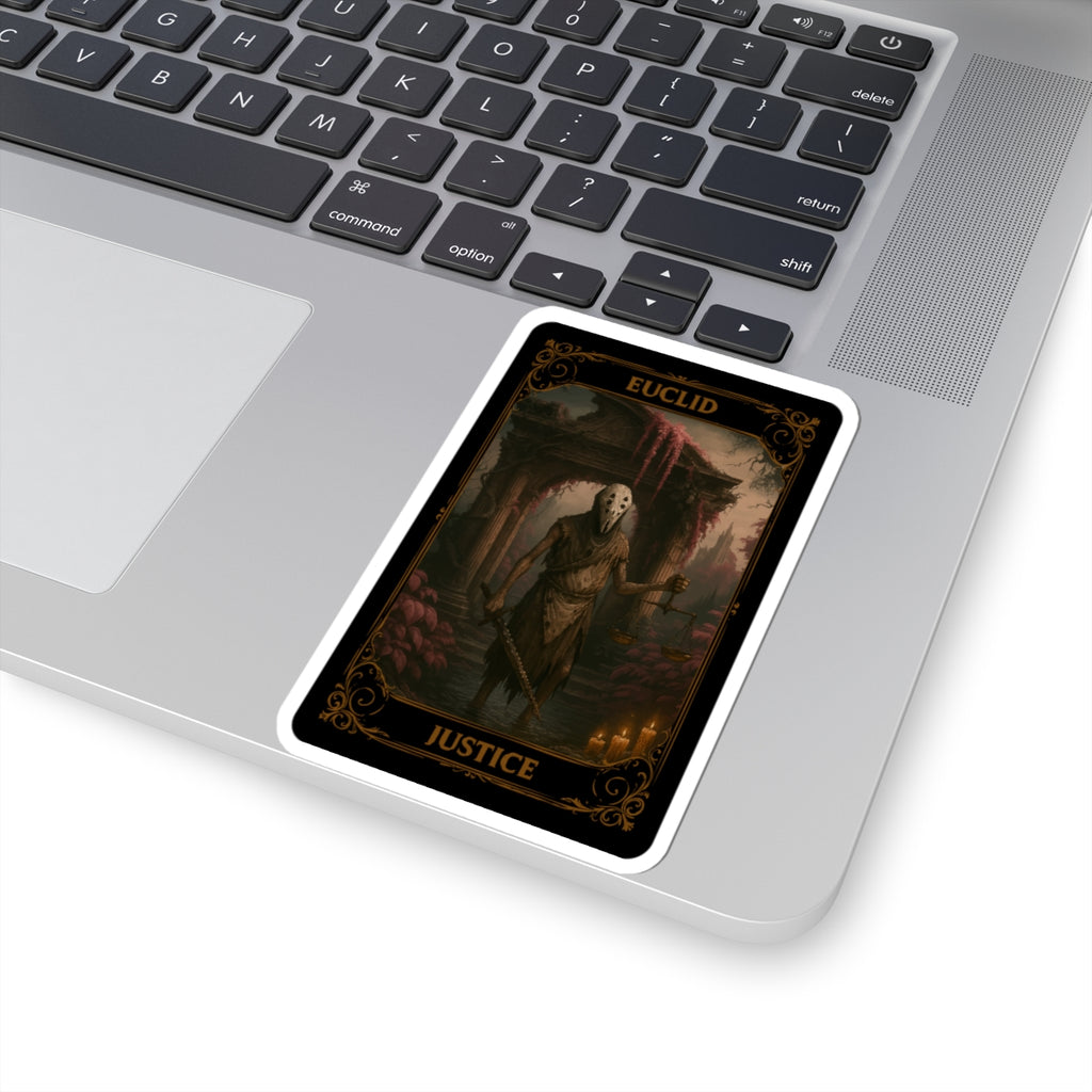 Justice Tarot Dark Fantasy Kiss-Cut Stickers, Grim Artwork, Laptop Decor, Witchy Vibes, Unique Gifts, Collectible Stickers