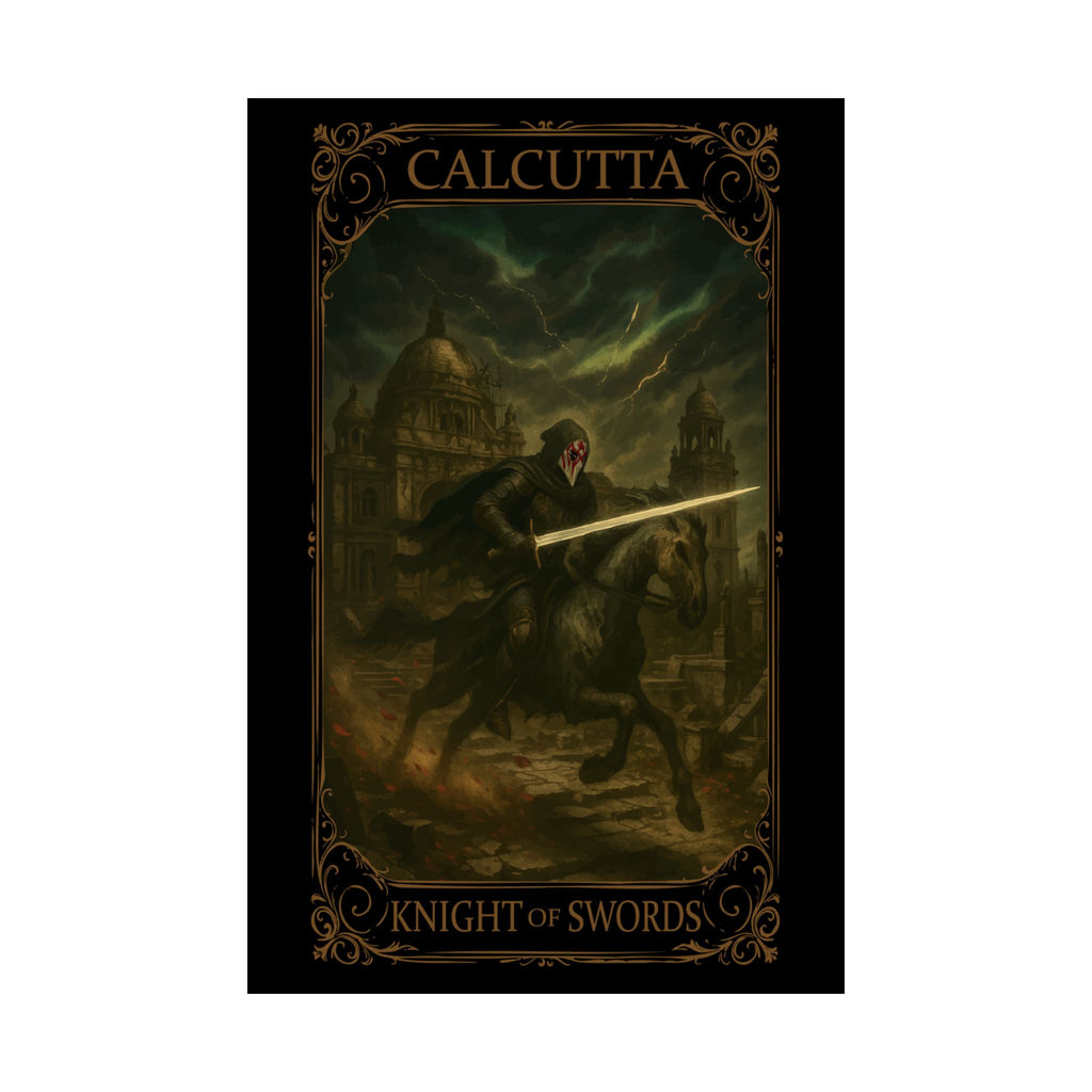 Knight of swords Tarot- Mystical Knight Satin Poster, Wall Art, Home Decor, Gothic Aesthetic, Fantasy Decor, Gift for Him, Room Decoration