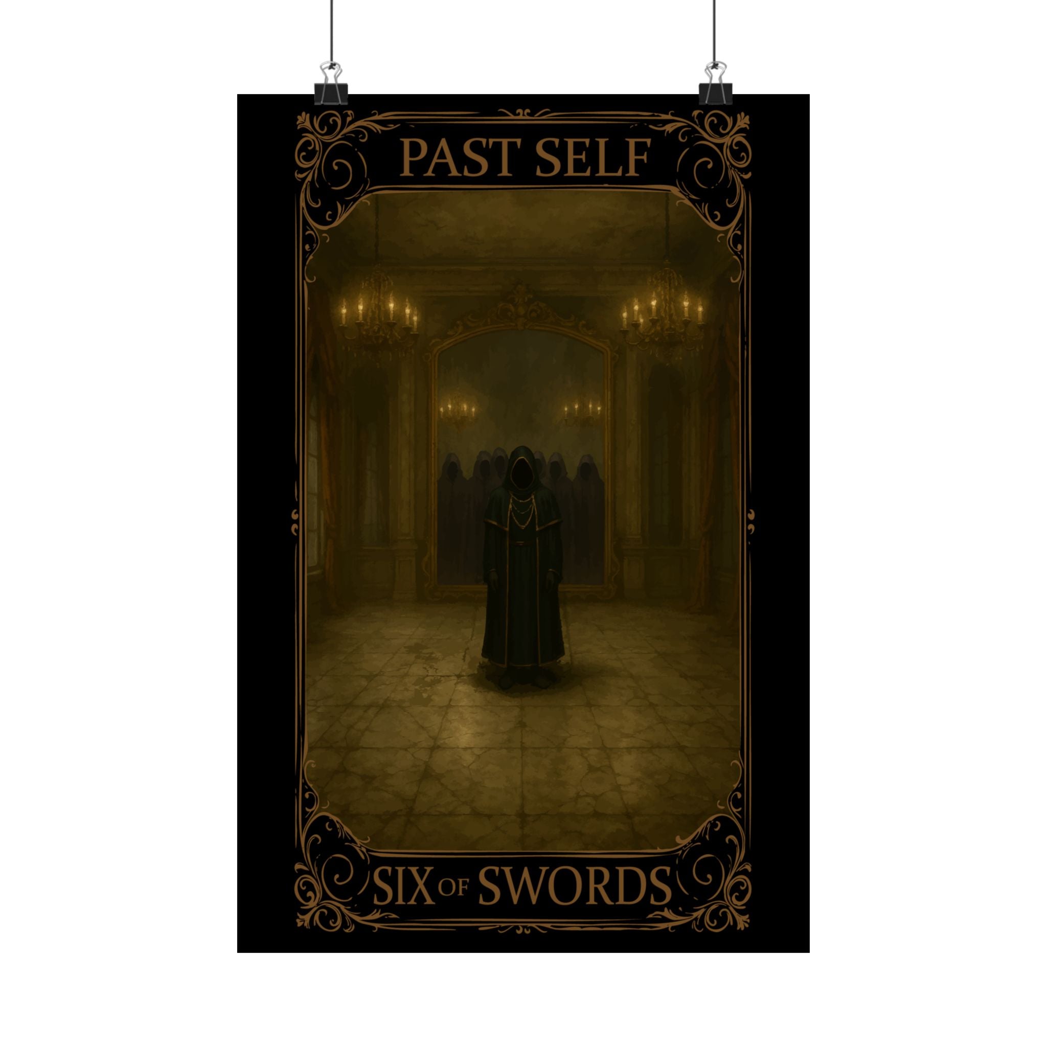 Six of Swords Tarot- Mystical Satin Posters, Tarot Art Decor, Enigmatic Wall Art, Gothic Home Decor, Unique Gift for Tarot Lovers