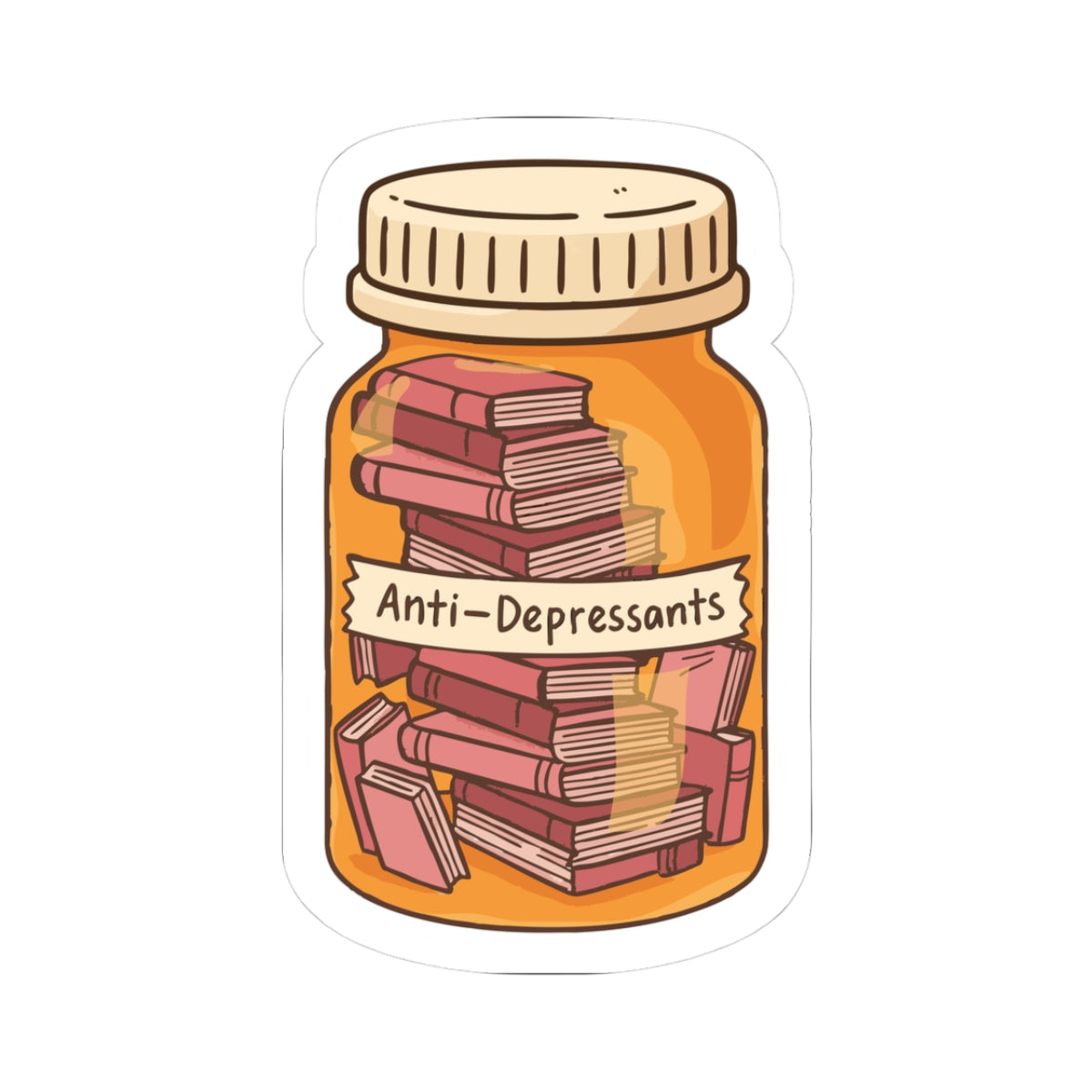 Quirky Anti-Depressant Stickers for Book Lovers, Fun Decor, Laptop Stickers, Gifts for Readers, Mood Boosters