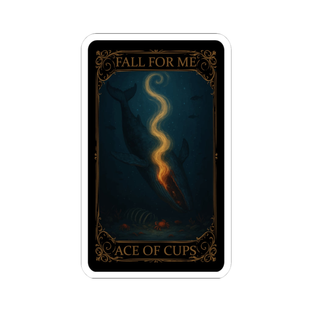 Ace of Cups Tarot -Mystical Whale Kiss-Cut Stickers, Tarot Card Decor, Laptop Stickers, Gift for Tarot Lovers, Nautical Aesthetic, Spiritual Gift