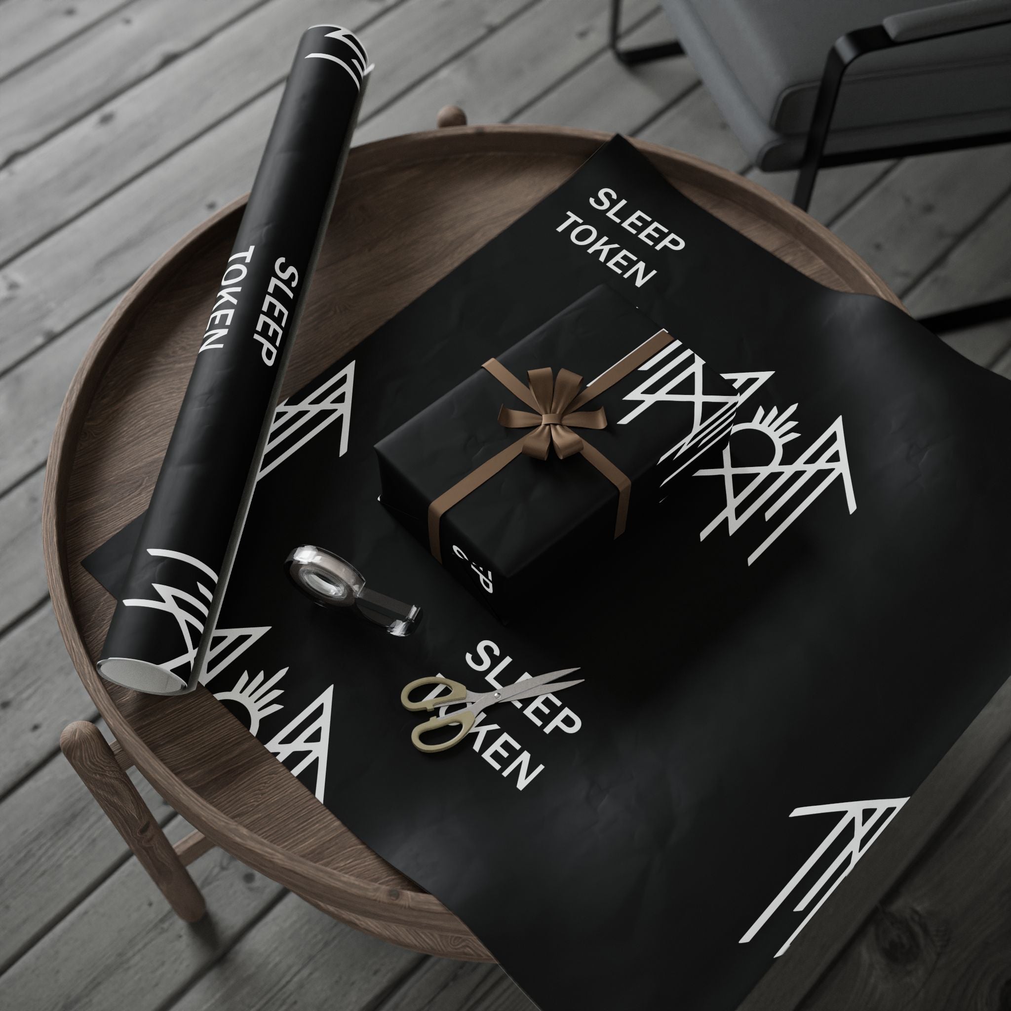 Wrapping Paper — Minimal Black "SLEEP TOKEN" Logo Gift Wrap