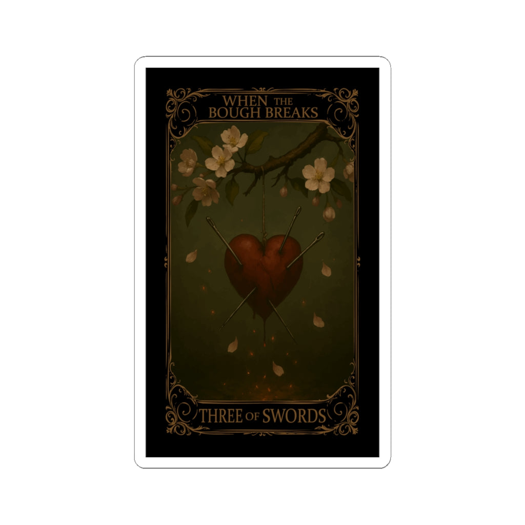 Three of Swords Tarot- Mood-Enhancing Kiss-Cut Stickers, Three Swords Heart Design, Perfect for Journals, Laptops, Gifts, Home Decor, Romantic Occasions