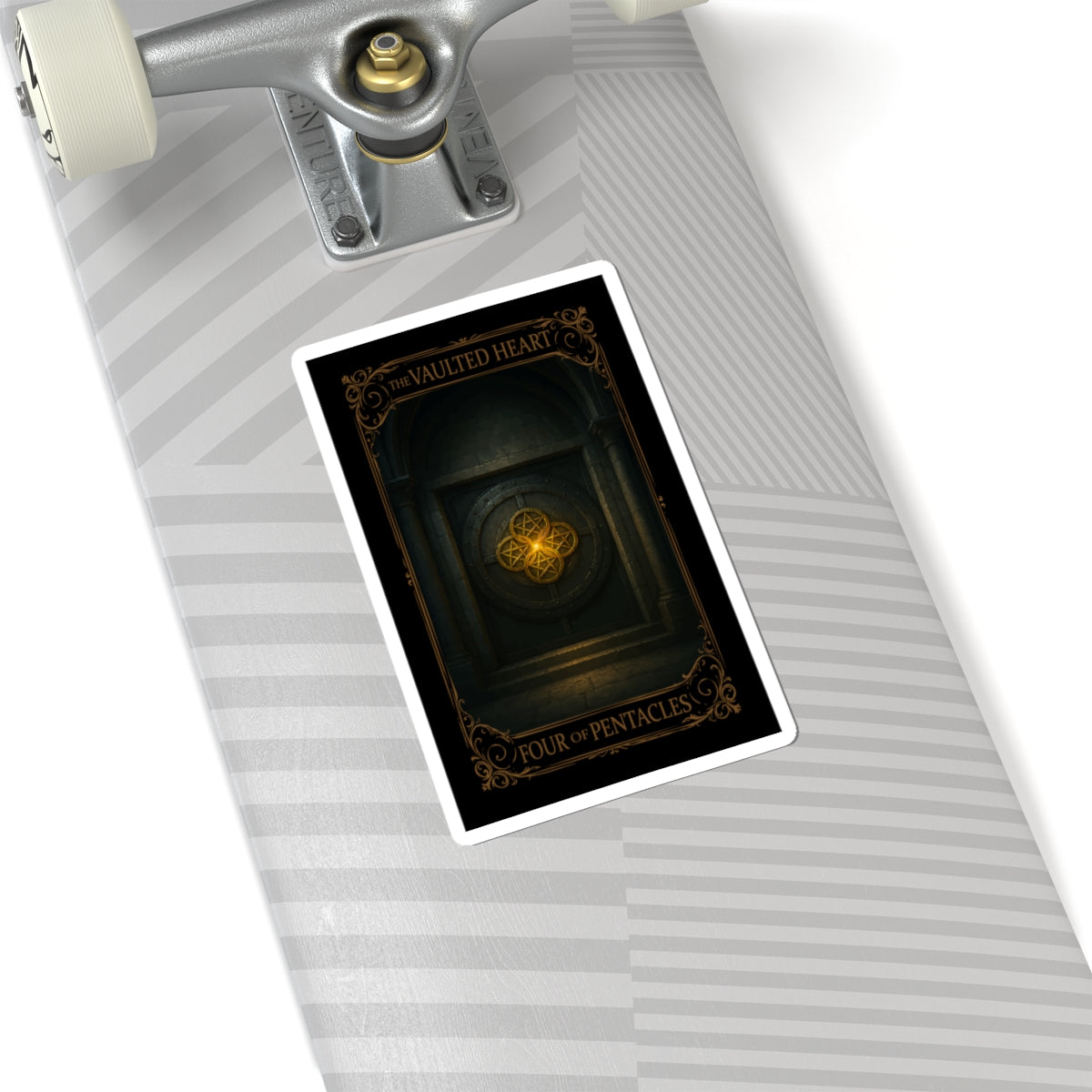 Four of Pentacles Tarot- Mystical Kiss-Cut Stickers - Four of Pentacles Design, Tarot Stickers, Spiritual Decor, Enchanted Laptop Decals, Witchy Gifts