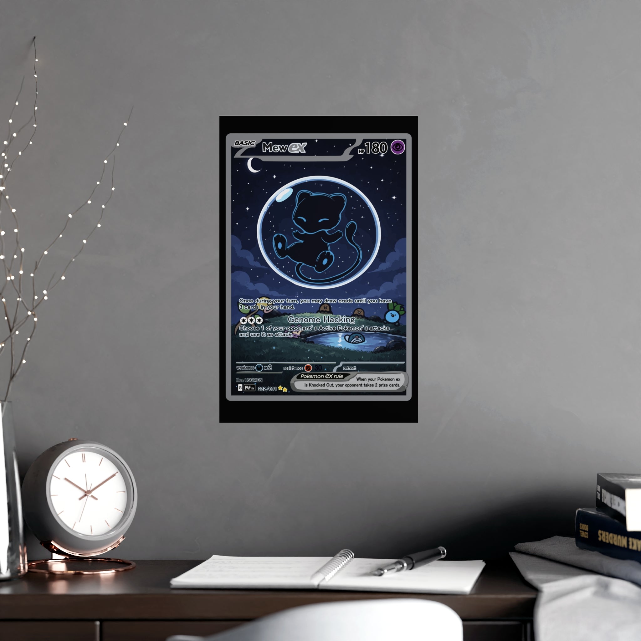 Dark Bubble Mew Matte Poster — Cute Cosmic Card Wall Art (Vertical/Horizontal)