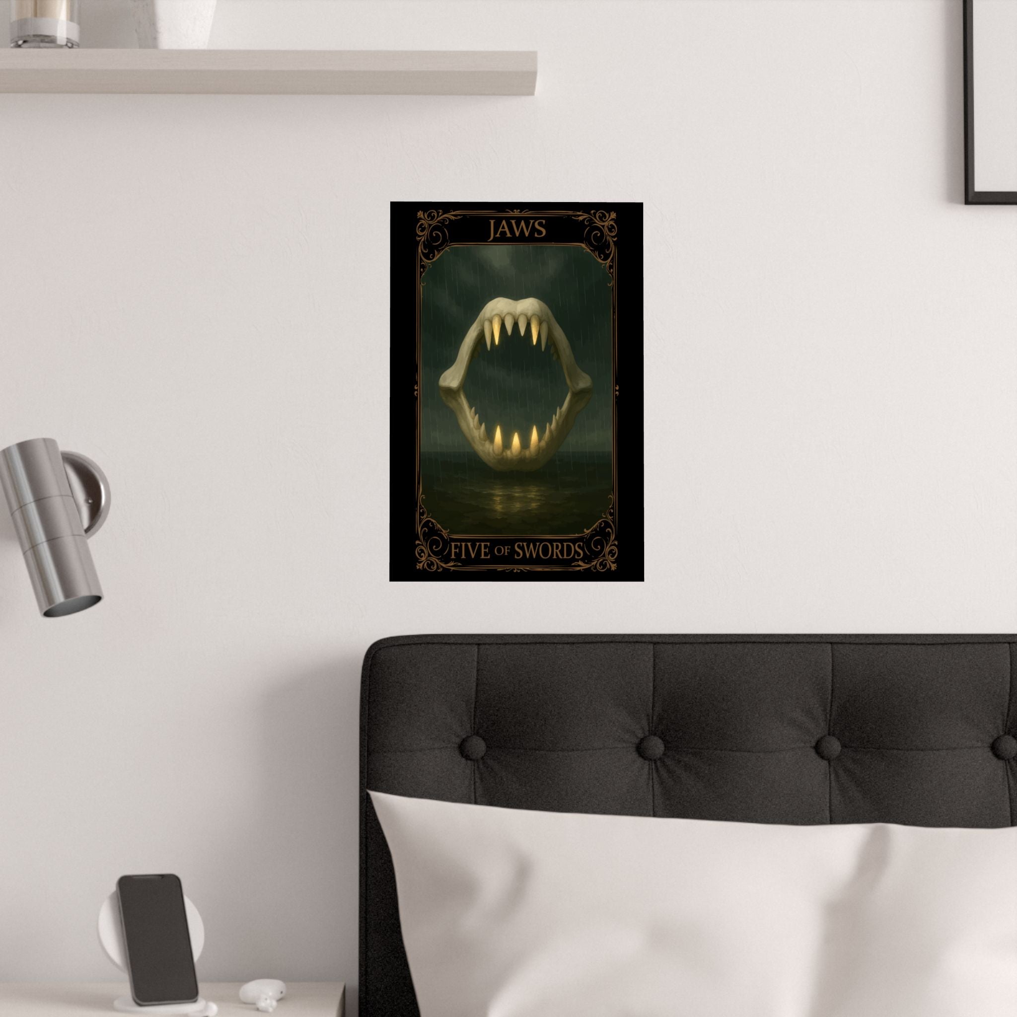 Five of Swords Tarot- Jaws Satin Poster, Wall Art, Movie Decor, Horror Poster, Unique Gift, Interior Design