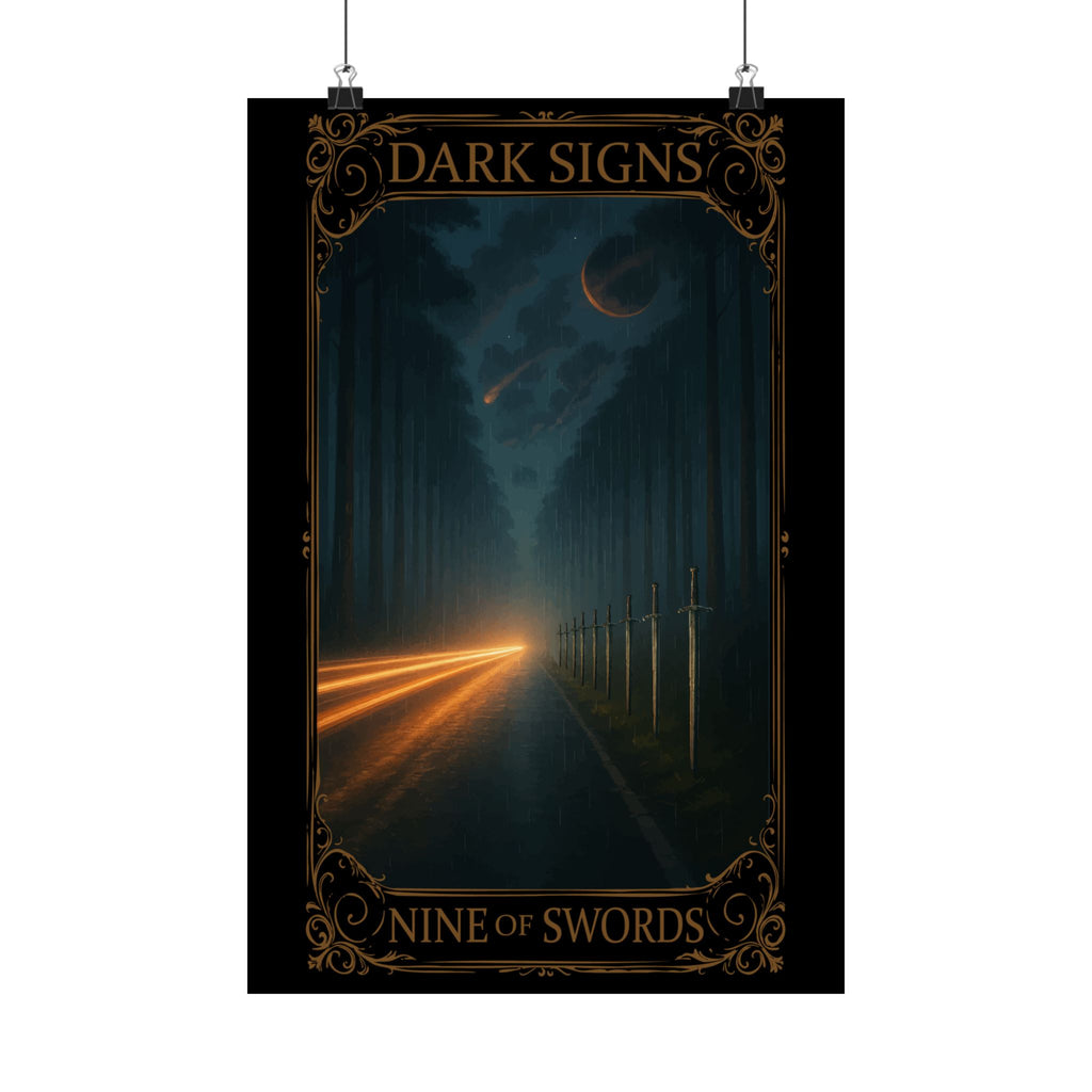 Nine of Swords Tarot- Mystical Art Satin Posters | Dark Signs, Nine of Swords Wall Decor, Tarot Artwork, Gothic Home Decor, Unique Gift for Art Lovers