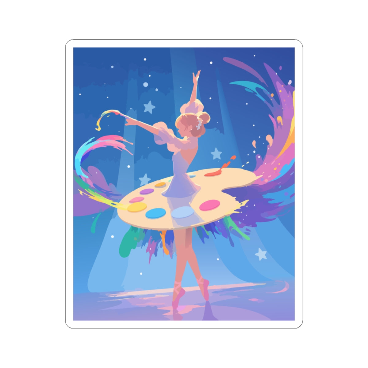 Ballet Painter Sticker — Colorful Ballerina Art Kiss-Cut Sticker