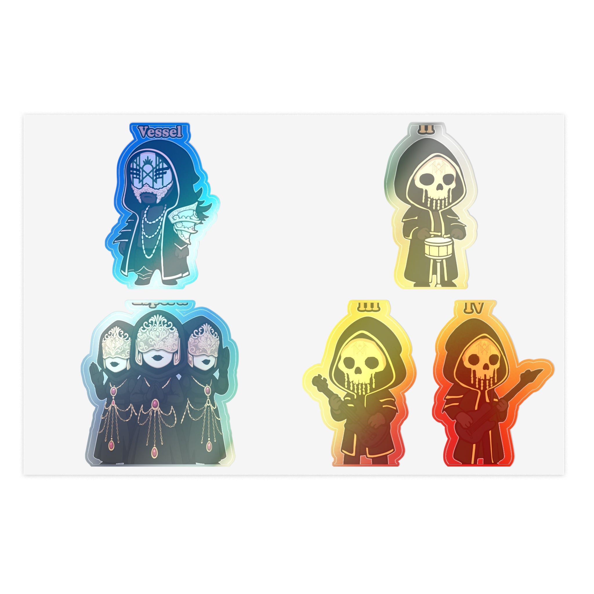 Chibi Band Members- Character Sticker Sheets for Halloween, Crafting, Journaling, Gift Wrap, and Decor