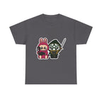 Labubu Chibi Band Member Cute Bunny and Ninja Unisex Heavy Cotton Tee, Fun Graphic Tee, Casual Wear, Cute Outfit, Fun T-Shirt