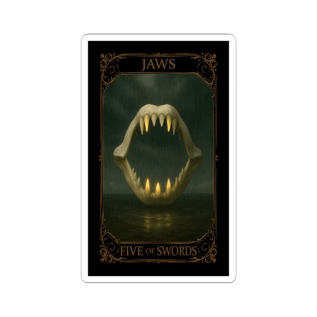 Five of Swords Tarot- Gothic Jaws Kiss-Cut Stickers | Dark Art Decor, Laptop Stickers, Tarot Aesthetic, Gift for Horror Fans, Unique Wall Art