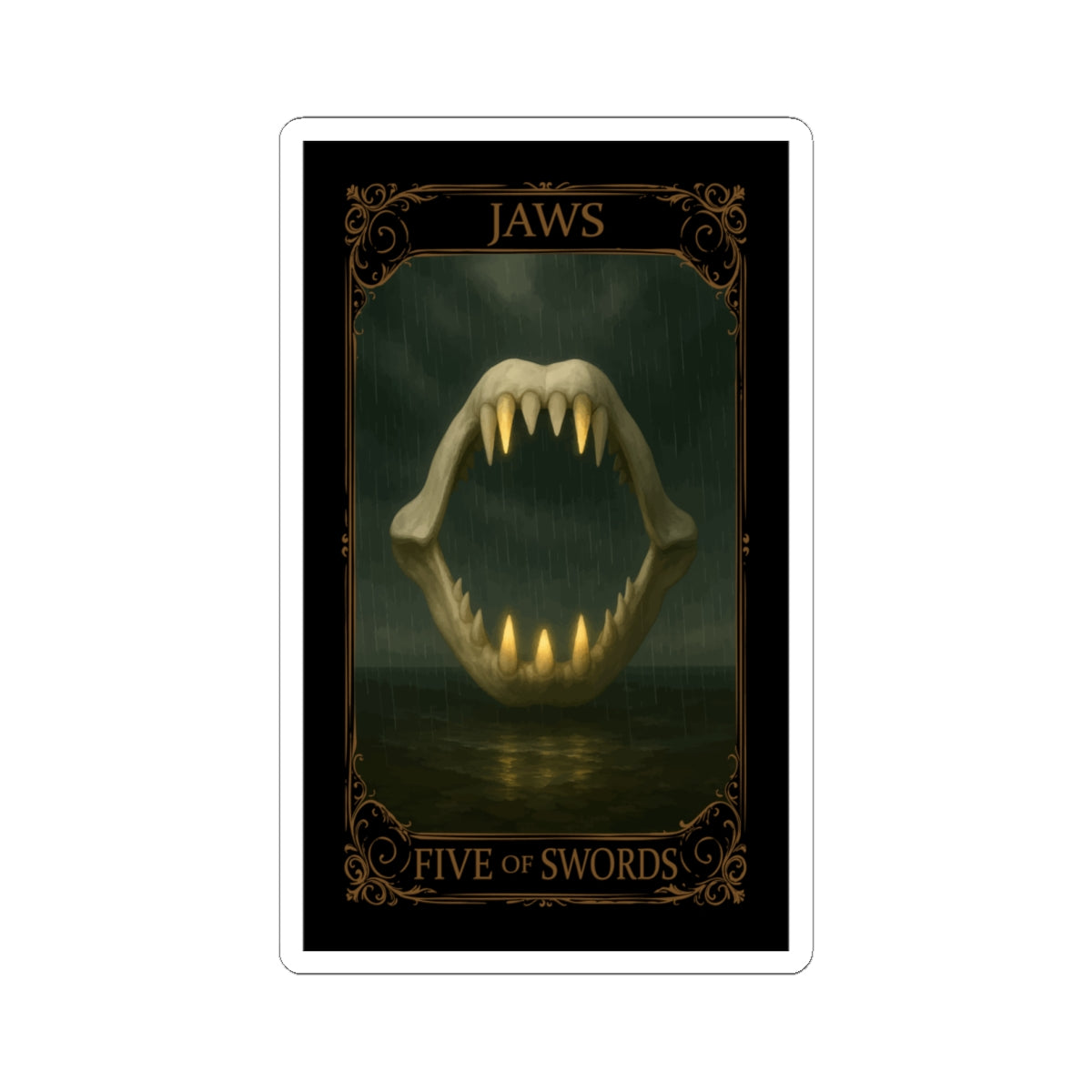 Five of Swords Tarot- Gothic Jaws Kiss-Cut Stickers | Dark Art Decor, Laptop Stickers, Tarot Aesthetic, Gift for Horror Fans, Unique Wall Art