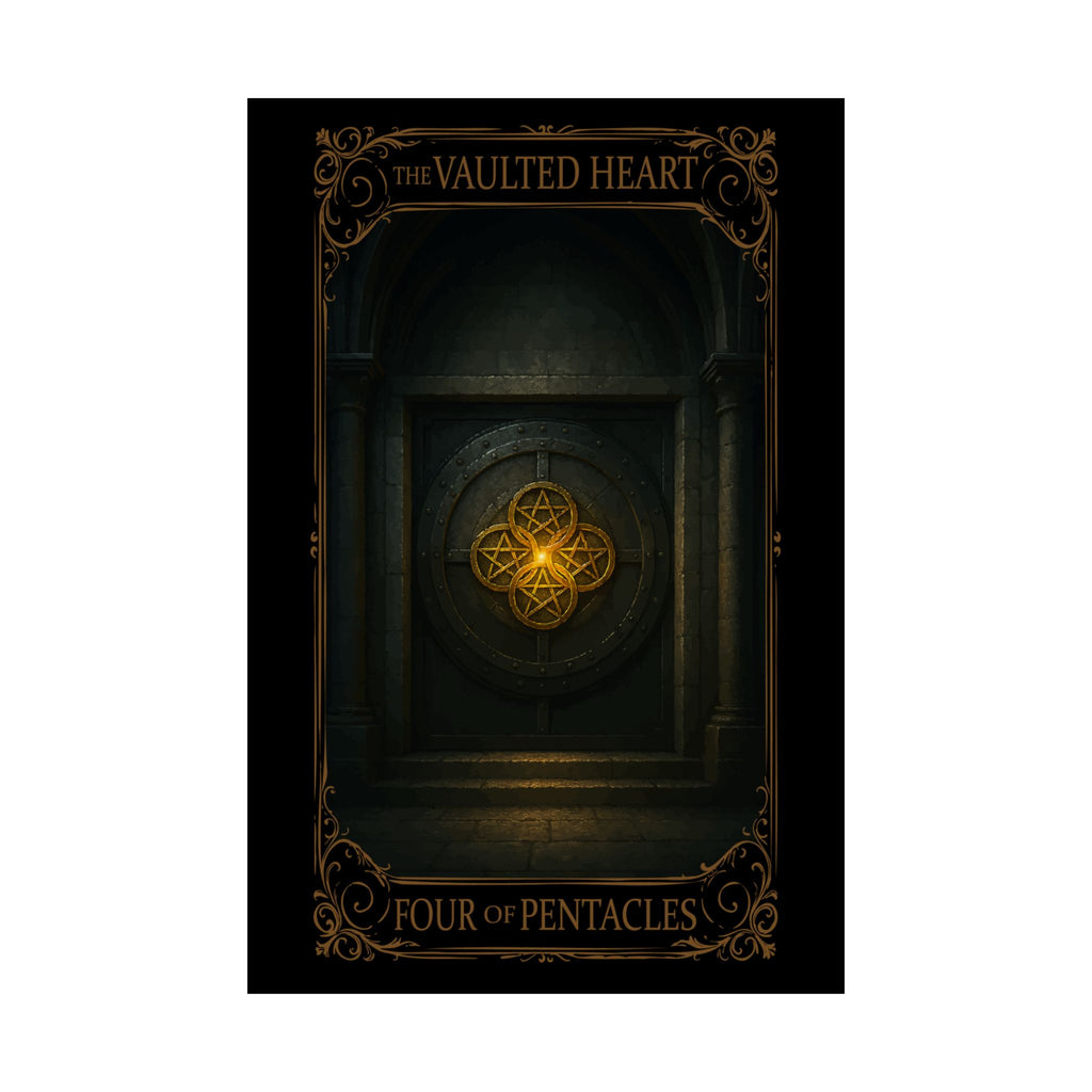 Four of Pentacles Tarot- Mystical Satin Poster, Art Print, Wall Decor, Fantasy Home Decor, Tarot Inspired Artwork, Gift for Spiritual Lovers