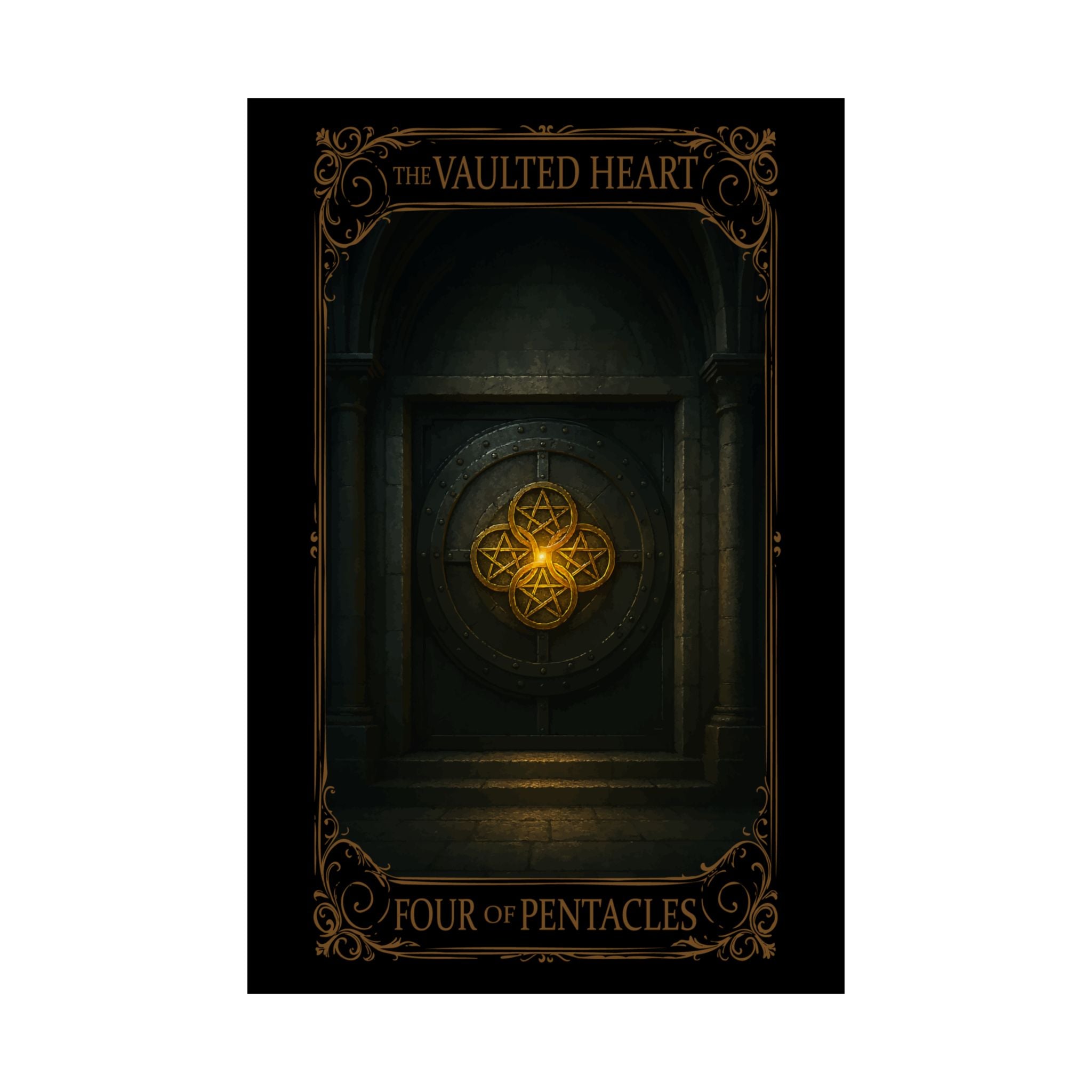 Four of Pentacles Tarot- Mystical Satin Poster, Art Print, Wall Decor, Fantasy Home Decor, Tarot Inspired Artwork, Gift for Spiritual Lovers