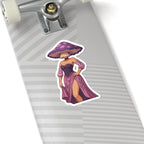 Mushroom Lady Kiss-Cut Sticker — Purple Fairycore Vinyl Sticker for Laptops & Journals