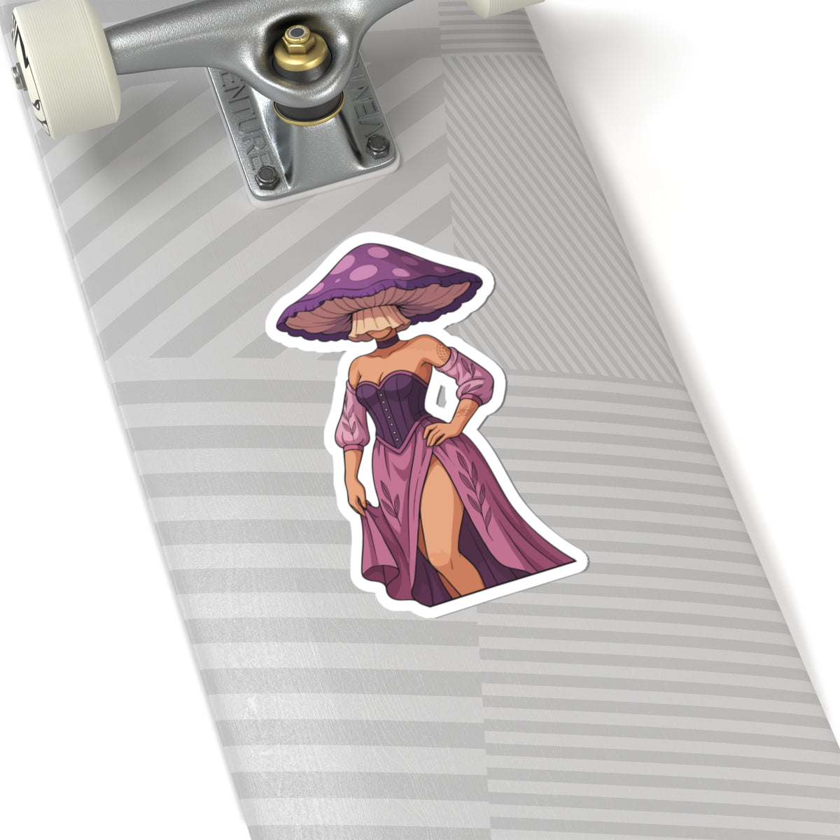 Mushroom Lady Kiss-Cut Sticker — Purple Fairycore Vinyl Sticker for Laptops & Journals