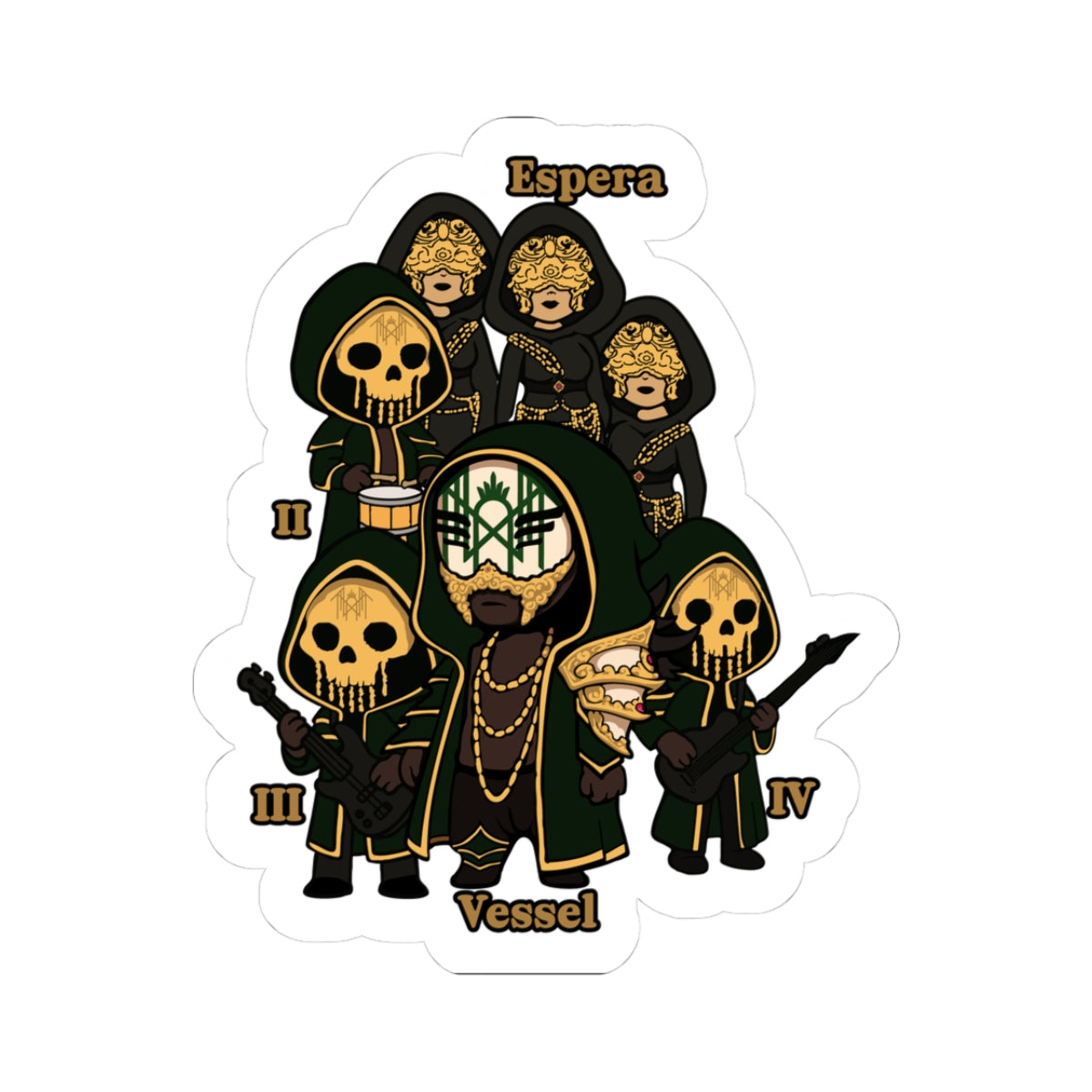 Chibi Band Members-Cut Stickers, Unique Decor, Laptop Accessories, Halloween Gifts, Cosplay Stickers, Gothic Art