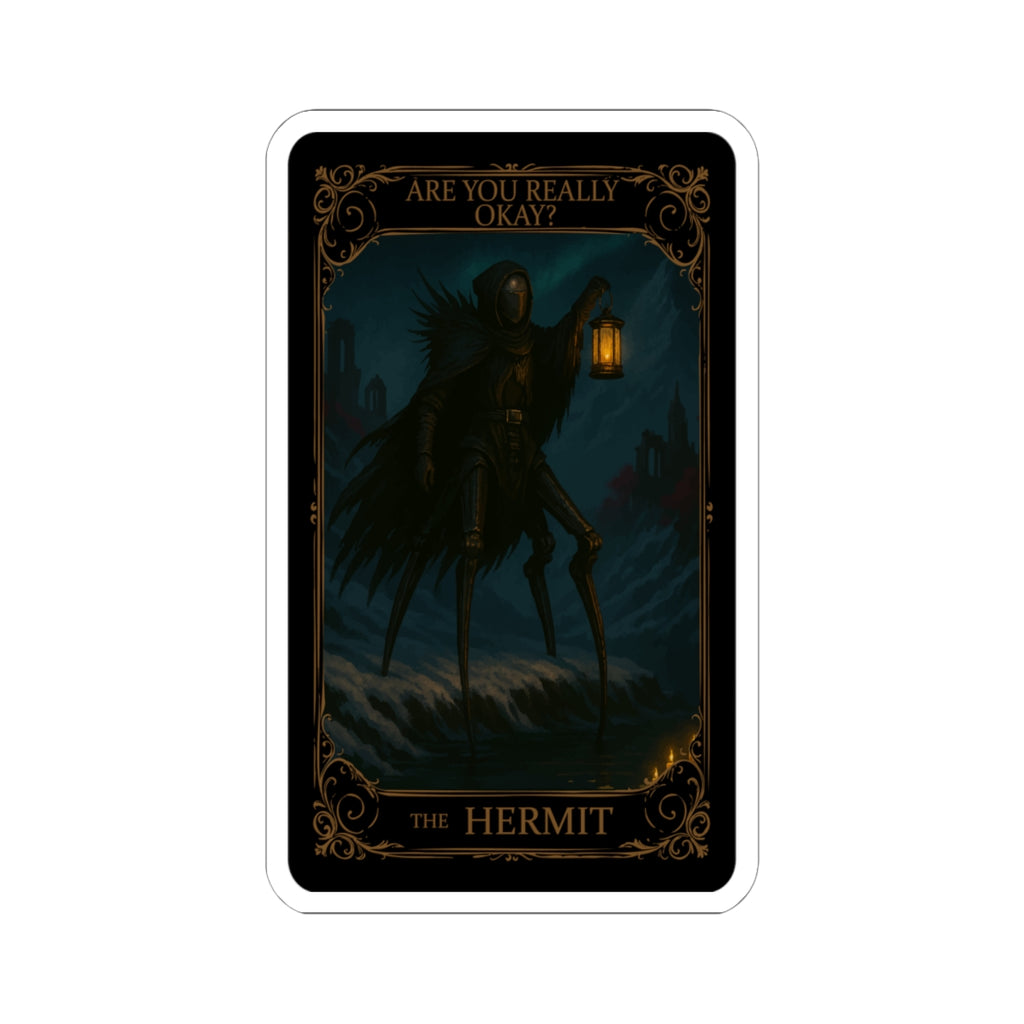Hermit tarot, Dark Humor Kiss-Cut Stickers, Gothic Decor. Quirky Wall Art, Unique Sticker for Laptops, Witchy Aesthetic