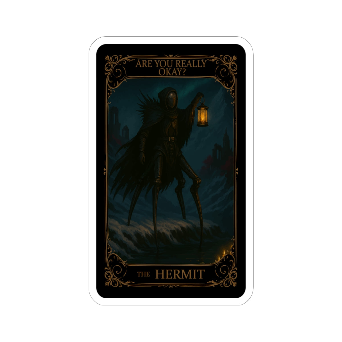 Hermit tarot, Dark Humor Kiss-Cut Stickers, Gothic Decor. Quirky Wall Art, Unique Sticker for Laptops, Witchy Aesthetic