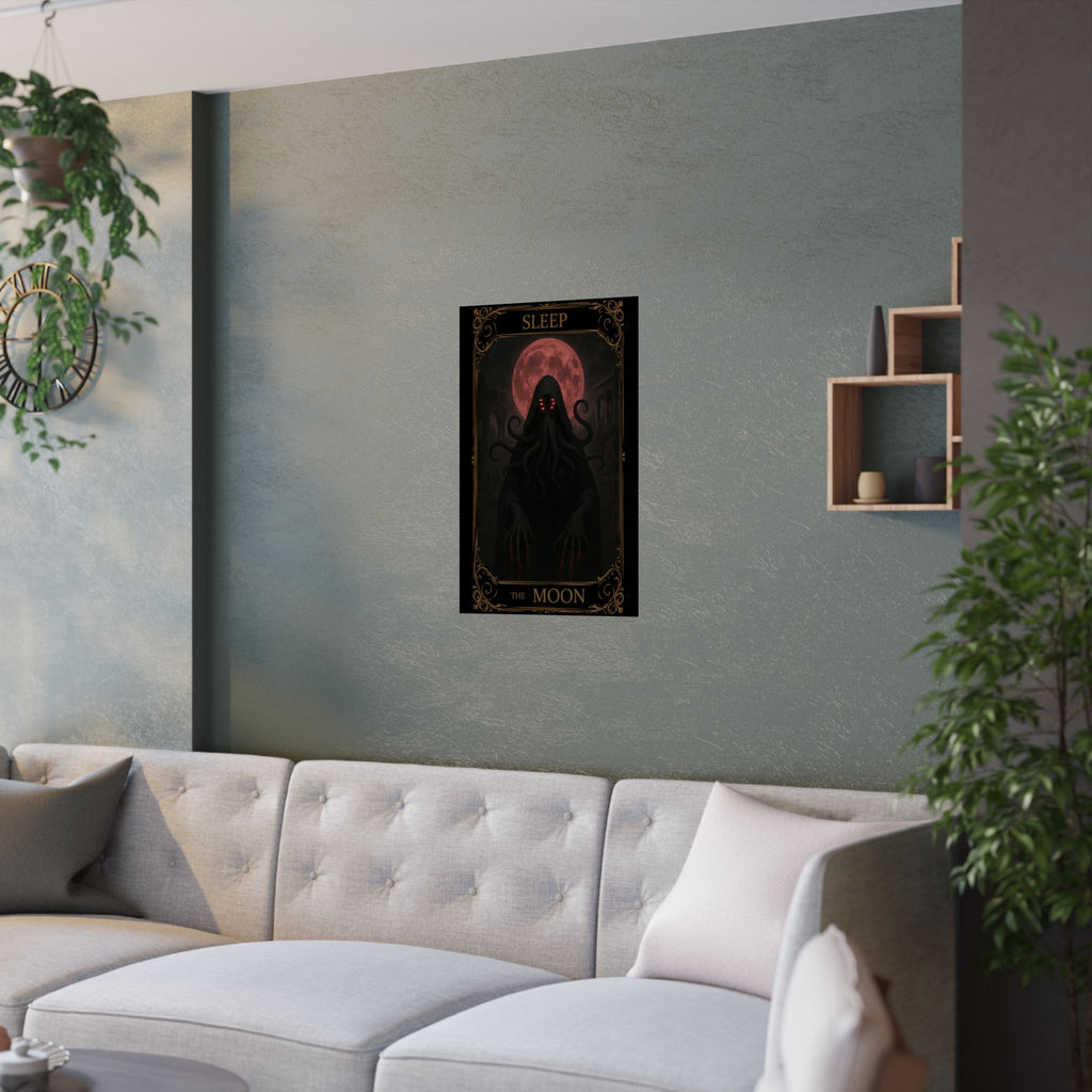 Sleep- The Moon Tarot Satin Poster | Dark Aesthetic Wall Art, Gothic Decor, Bedroom Decor, Unique Gift, Home Decor