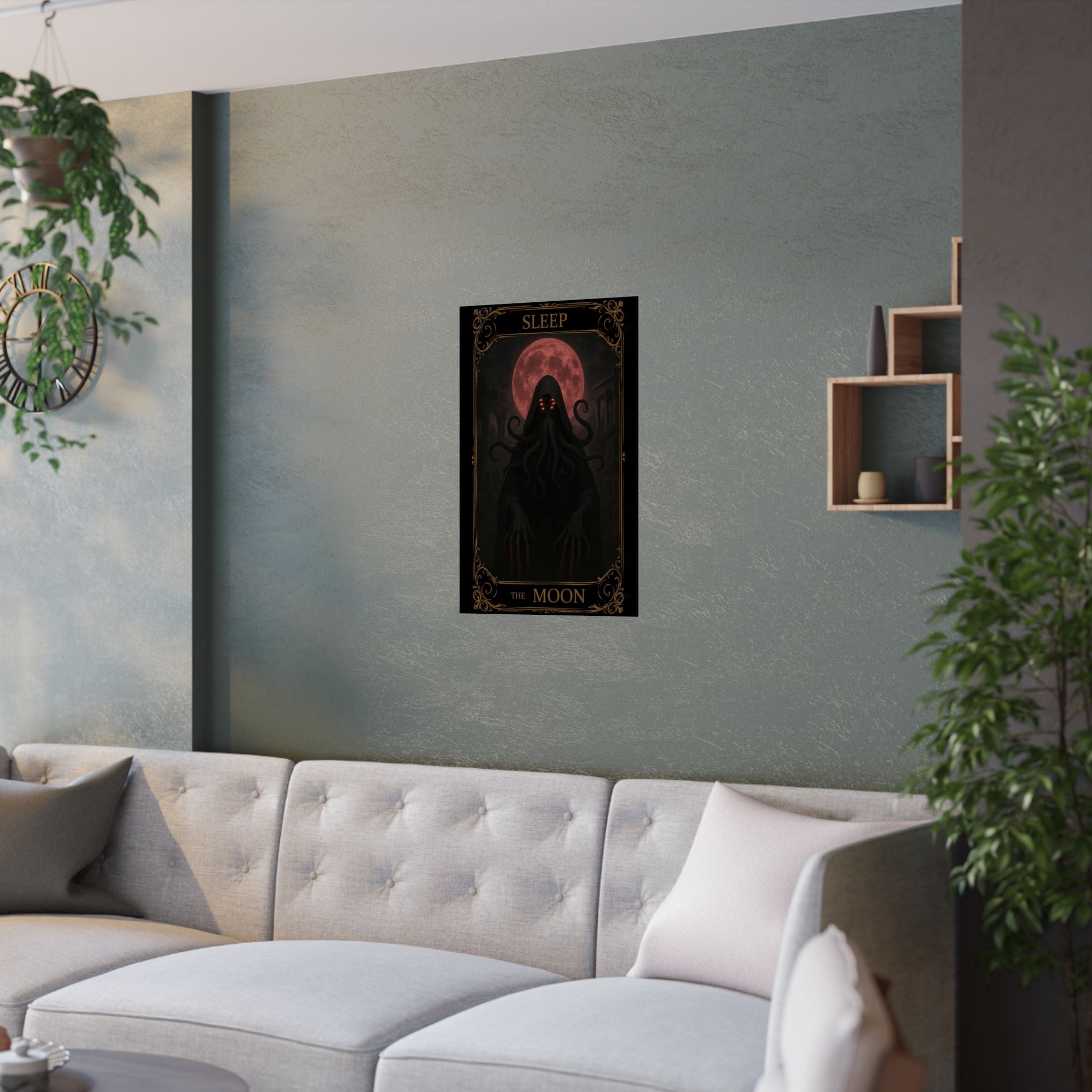 Sleep- The Moon Tarot Satin Poster | Dark Aesthetic Wall Art, Gothic Decor, Bedroom Decor, Unique Gift, Home Decor