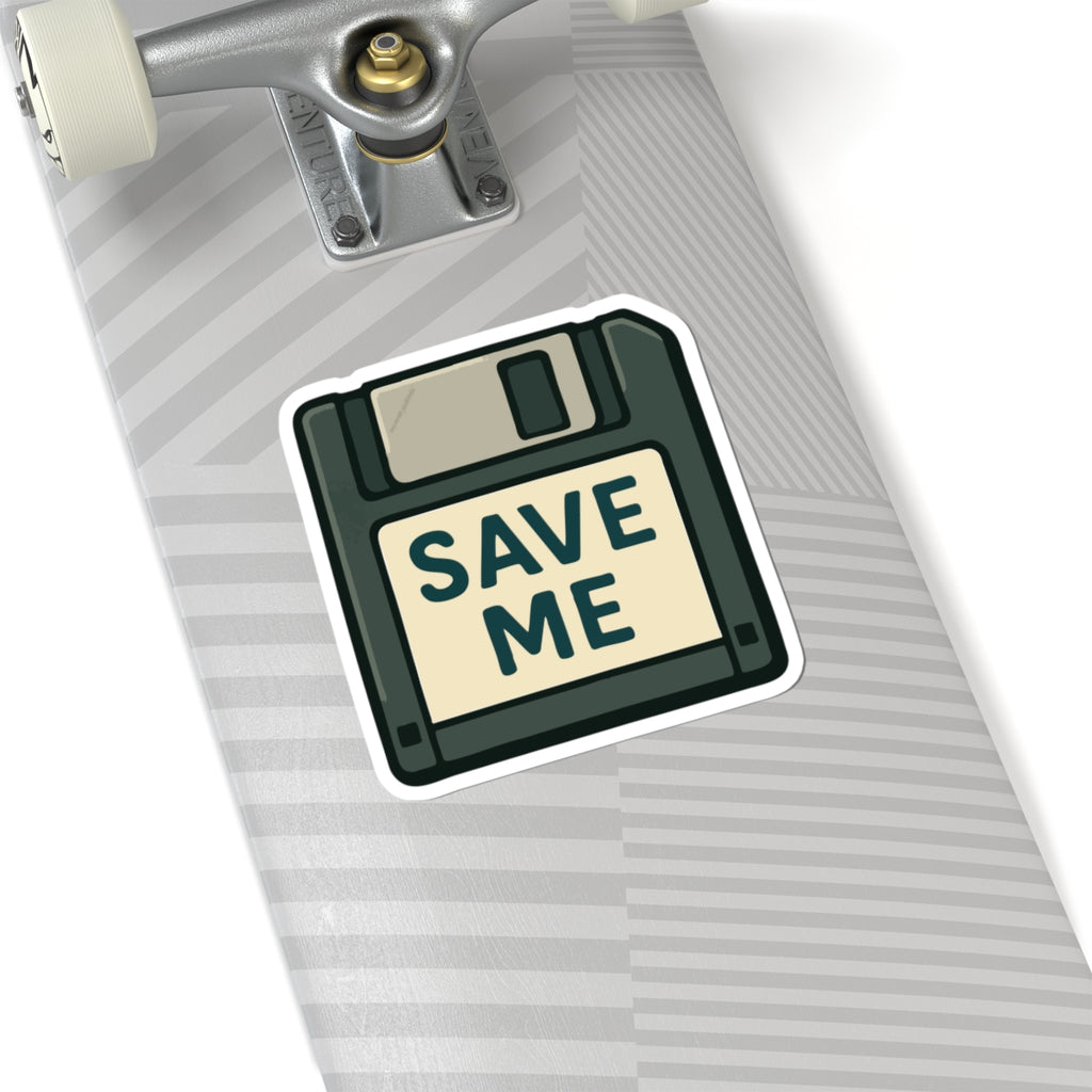 Floppy Disk "Save Me" Sticker — Retro Tech Kiss-Cut Vinyl Decal