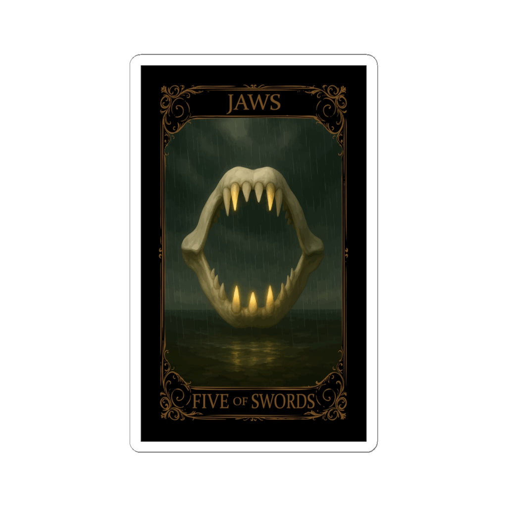 Five of Swords Tarot- Gothic Jaws Kiss-Cut Stickers | Dark Art Decor, Laptop Stickers, Tarot Aesthetic, Gift for Horror Fans, Unique Wall Art
