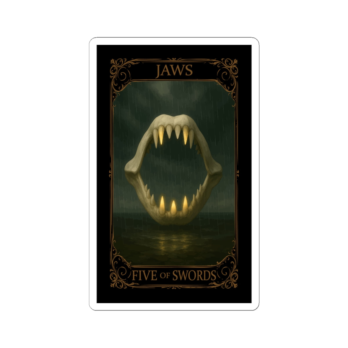 Five of Swords Tarot- Gothic Jaws Kiss-Cut Stickers | Dark Art Decor, Laptop Stickers, Tarot Aesthetic, Gift for Horror Fans, Unique Wall Art