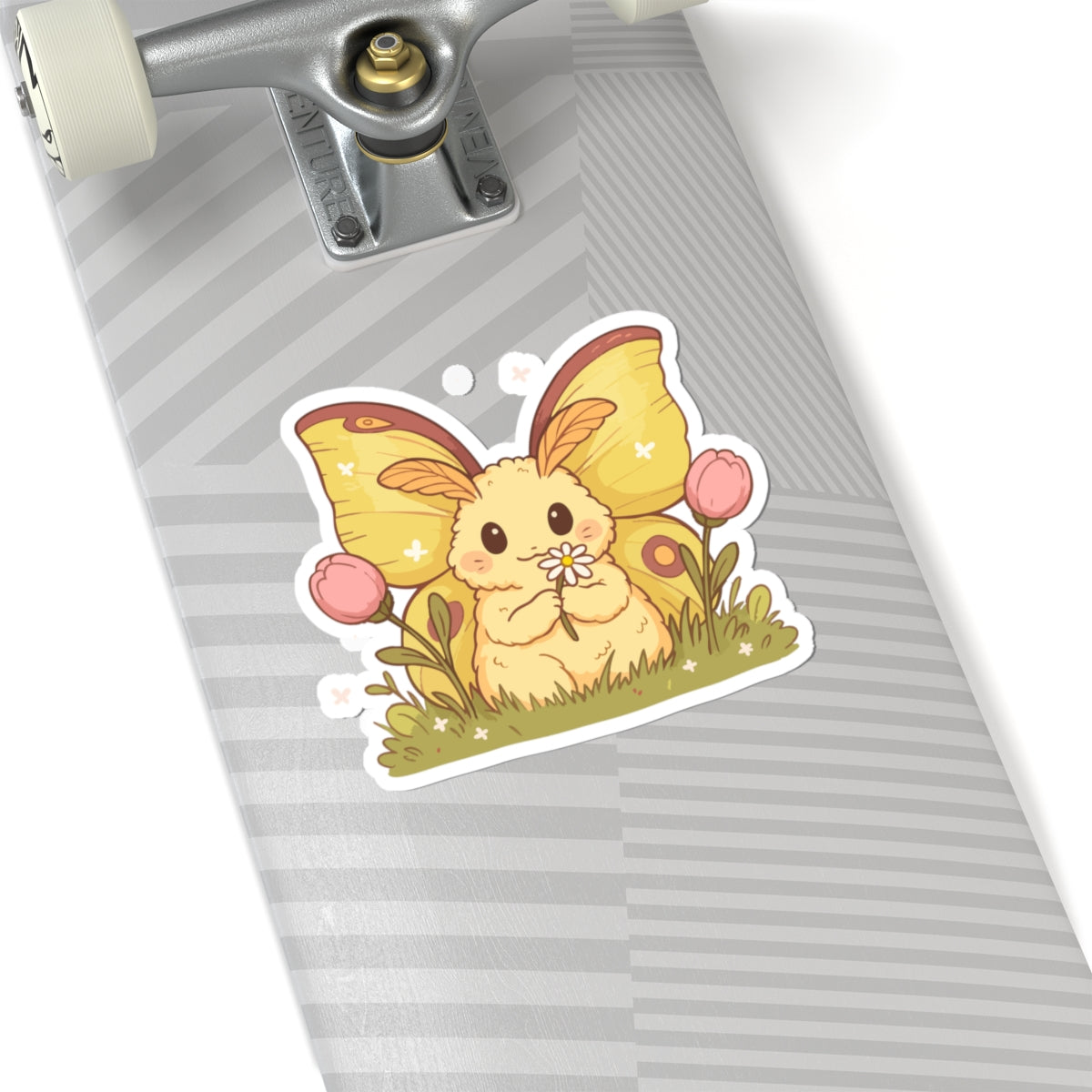 Cute Rosey Maple Moth Sticker — Kawaii Floral Laptop Decal
