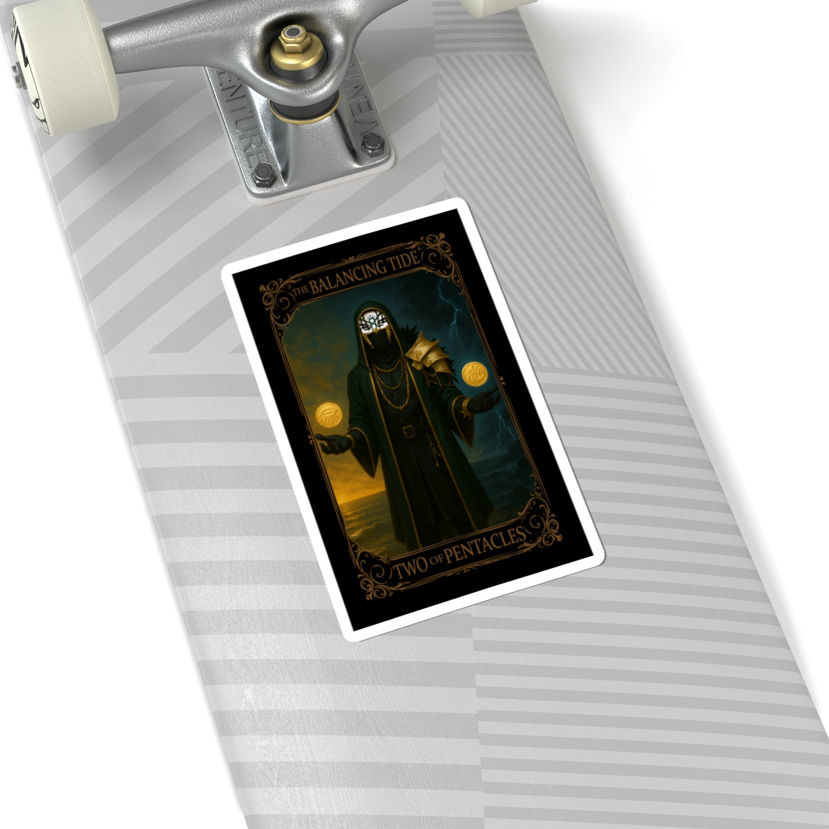 Two of Pentacles Tarot- Mystical Tarot Stickers, Esoteric Art Stickers, Two of Pentacles, Balancing Tide Design, Witchy Decor, Gift for Tarot Lovers