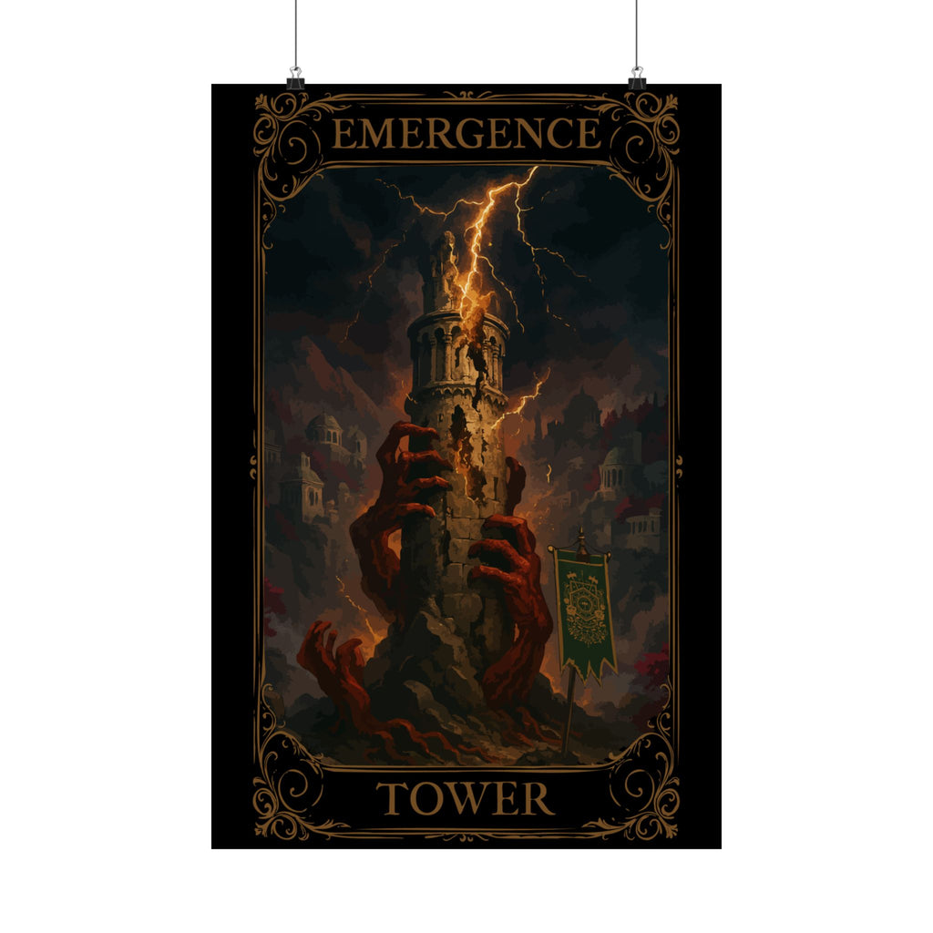 Caramel: The Tower Tower Tarot Satin Poster - Art Print, Wall Decor, Fantasy Artwork, Gothic Home Decor, Gift for Fantasy Lovers