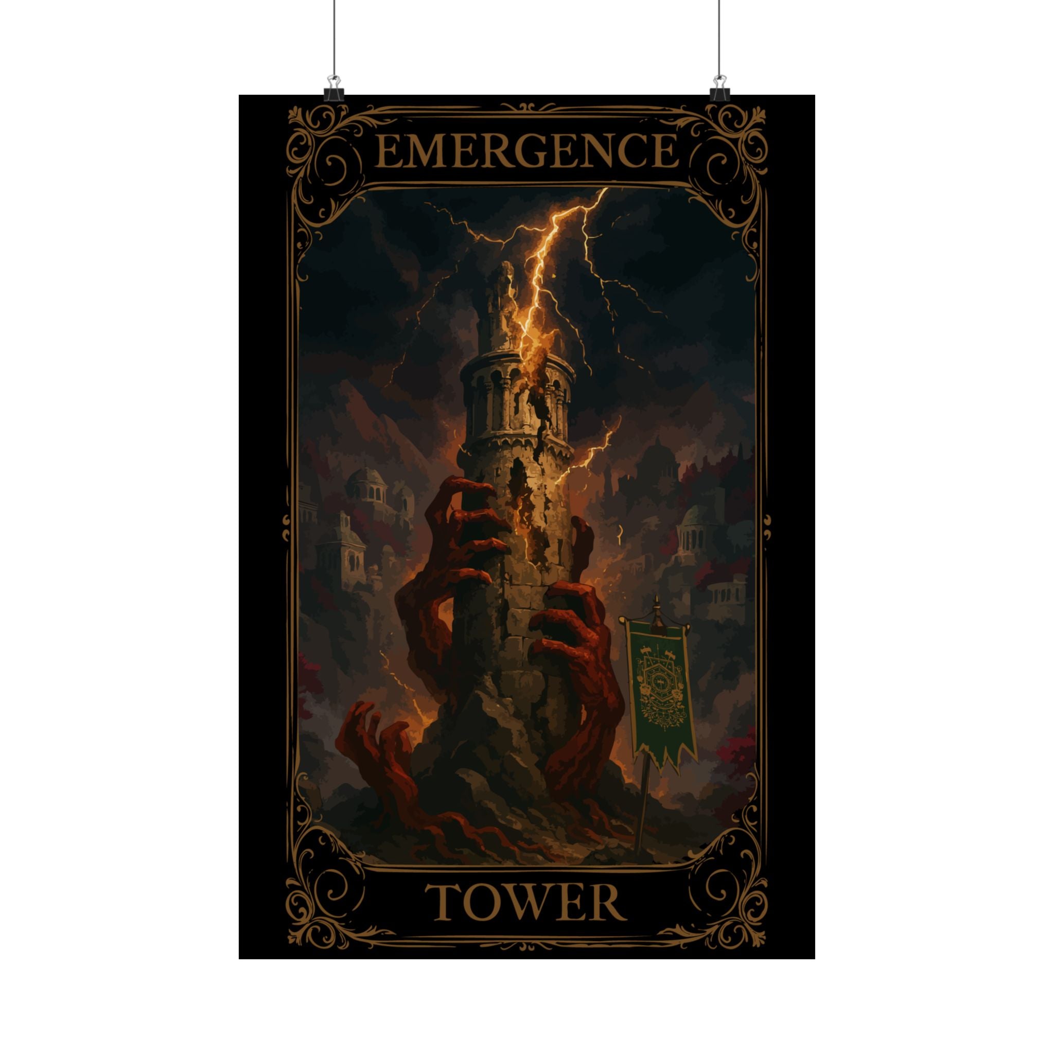 Caramel: The Tower Tower Tarot Satin Poster - Art Print, Wall Decor, Fantasy Artwork, Gothic Home Decor, Gift for Fantasy Lovers