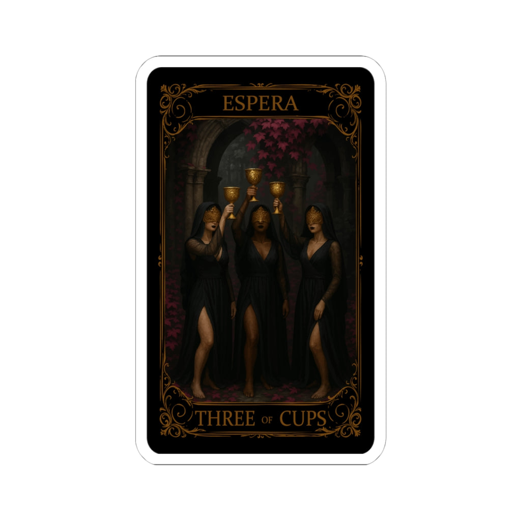 Espera Three of Cups Kiss-Cut Stickers | Magical Decor, Tarot Art Stickers, Spiritual Gifts, Party Decor, Witchy Aesthetic