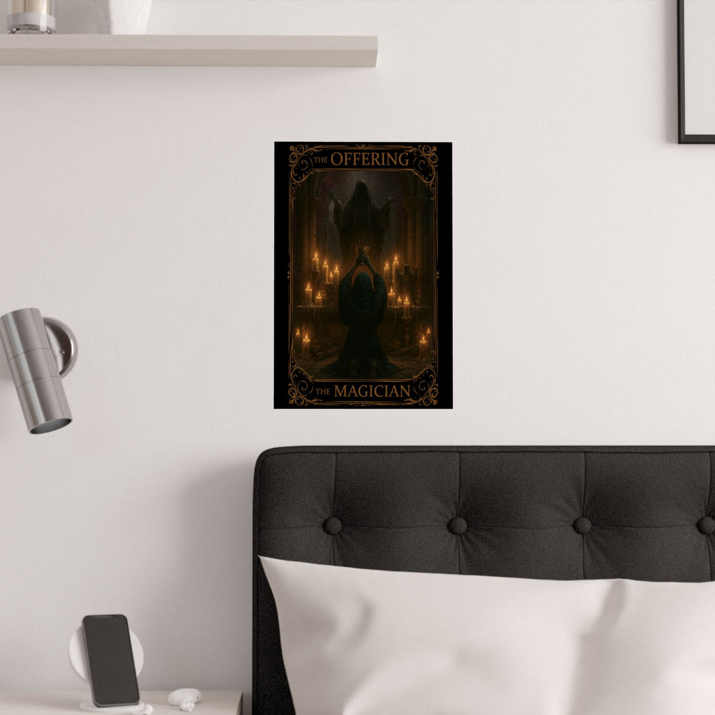 The Offering- Magician Tarot Satin Poster | Gothic Wall Art, Occult Decor, Witchy Home, Gift for Witches, Halloween Decoration, The Offering