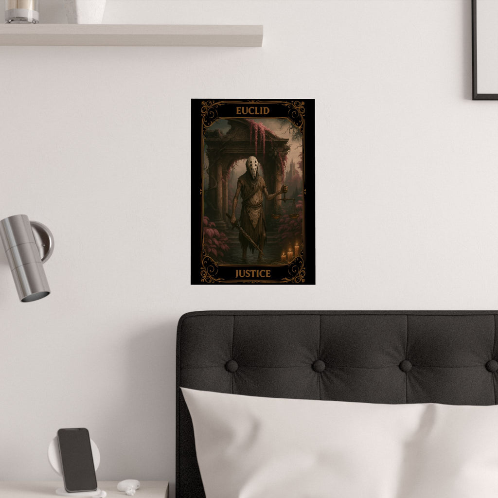 The Justice Tarot Euclid Satin Poster, Wall Art Print, Gothic Home Decor, Gift for Collectors, Fantasy Wall Hanging