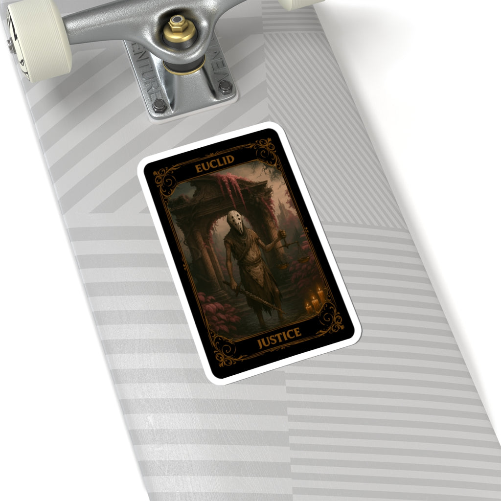 Justice Tarot Dark Fantasy Kiss-Cut Stickers, Grim Artwork, Laptop Decor, Witchy Vibes, Unique Gifts, Collectible Stickers