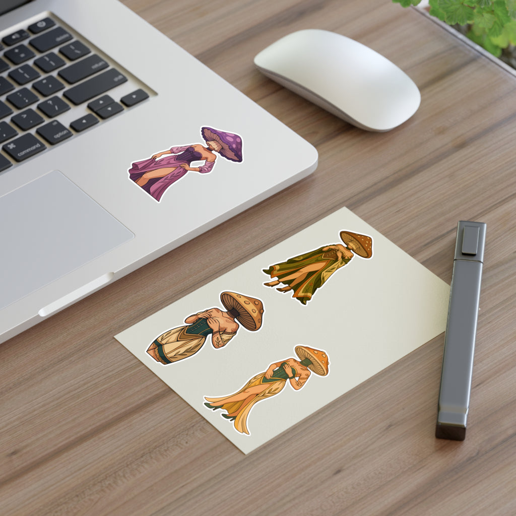 Mushroom lady Spirits Sticker Sheet — Forest Mushroom Character Vinyl Stickers