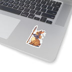 Rabbitaur| Bunny Knight Kiss-Cut Sticker — Cute Armored Rabbit with Spear, Fantasy Laptop Decal