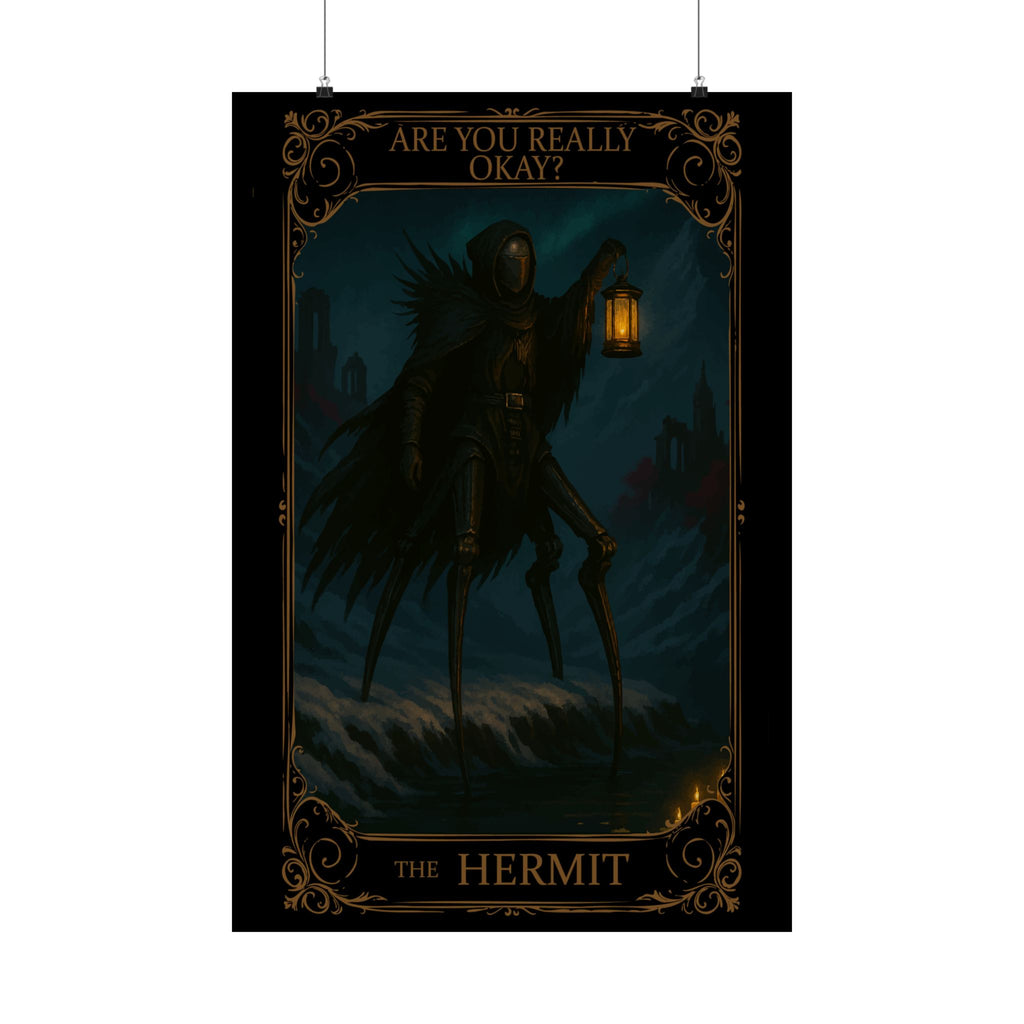 The Hermit Tarot-Mystical Satin Posters, Wall Art Print, Dark Aesthetic Decor, Home Wall Hanging, Gothic Art for Mental Health Awareness