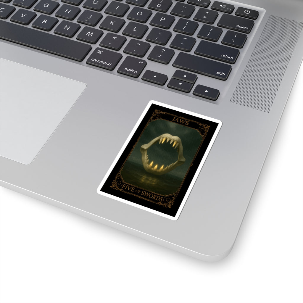 Five of Swords Tarot- Gothic Jaws Kiss-Cut Stickers | Dark Art Decor, Laptop Stickers, Tarot Aesthetic, Gift for Horror Fans, Unique Wall Art