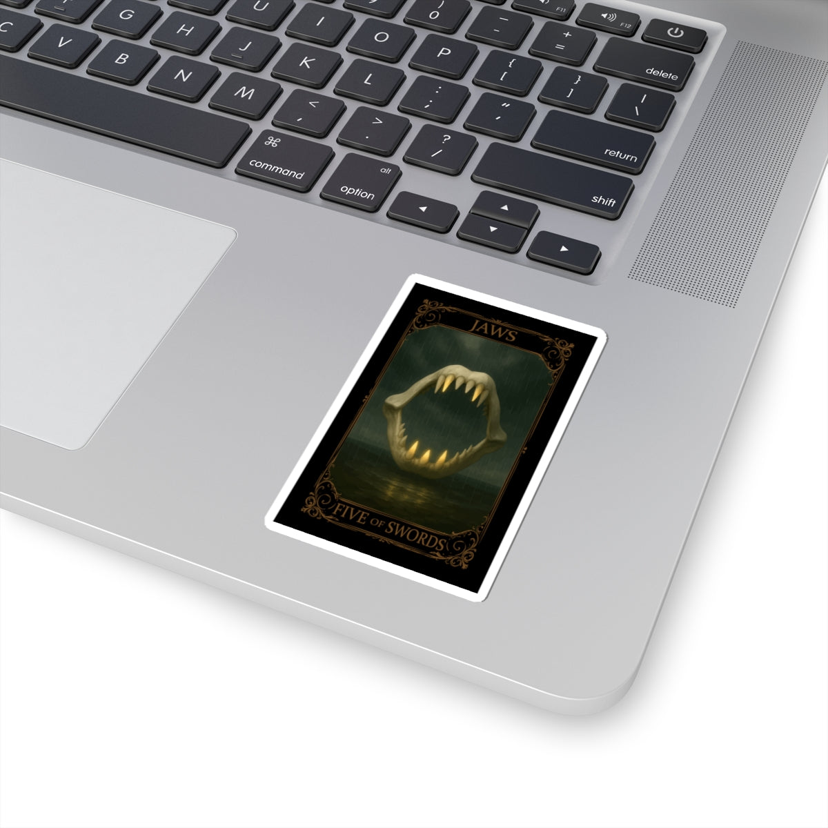 Five of Swords Tarot- Gothic Jaws Kiss-Cut Stickers | Dark Art Decor, Laptop Stickers, Tarot Aesthetic, Gift for Horror Fans, Unique Wall Art