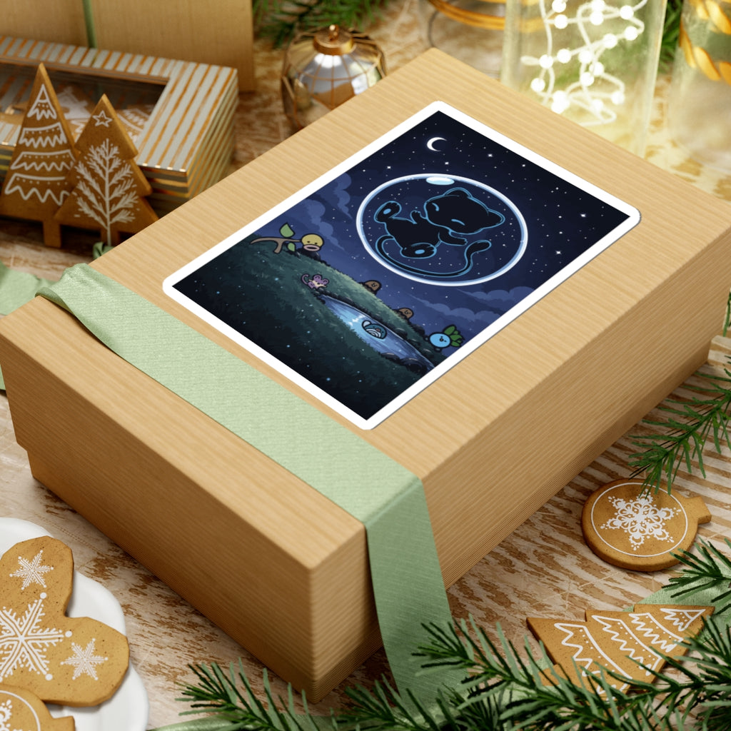 Dark Bubble Mew- Nighttime Mew Sticker — Cute Cosmic Cat in Bubble Vinyl Kiss-Cut Sticker