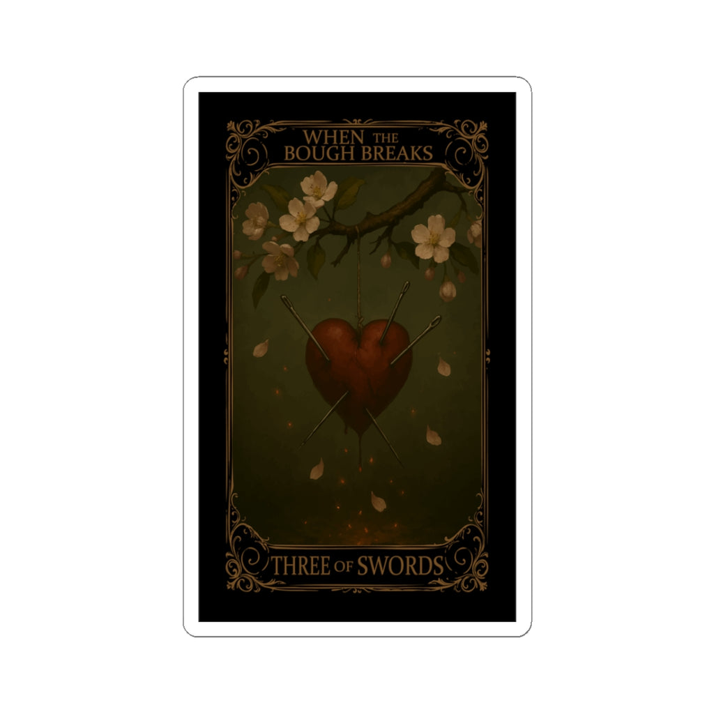 Three of Swords Tarot- Mood-Enhancing Kiss-Cut Stickers, Three Swords Heart Design, Perfect for Journals, Laptops, Gifts, Home Decor, Romantic Occasions