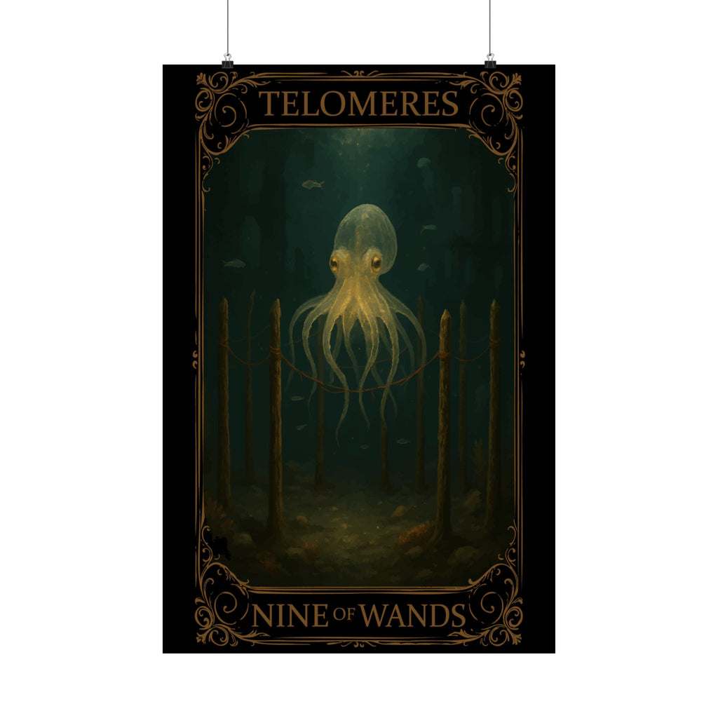 Nine Of Wands- Mystical Octopus Satin Poster, Ocean Art Print, Nautical Home Decor, Fantasy Wall Art, Gift for Art Lovers