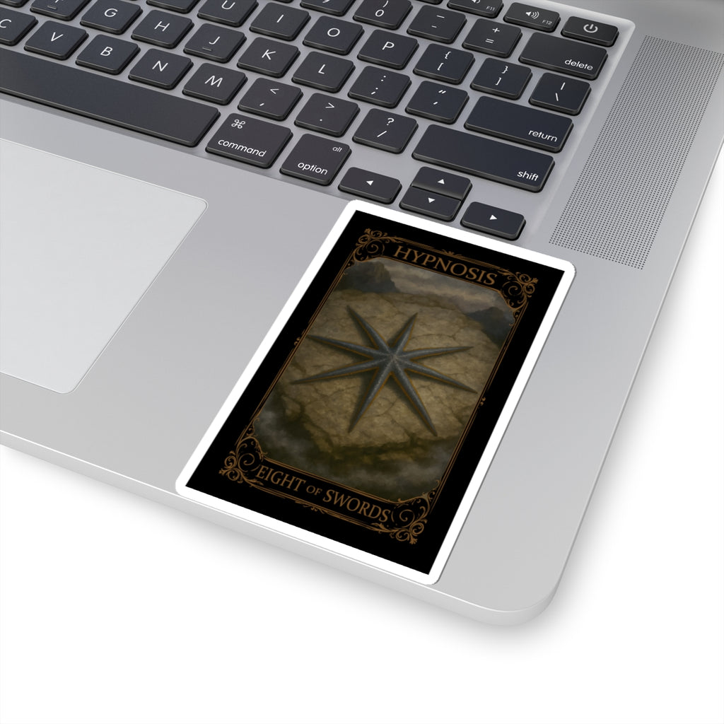 Eight of Swords Tarot- Mystical Tarot Stickers, Hypnosis Eight of Swords Art, Esoteric Decoration, Spiritual Gifts, Laptop Decor, Witchy Aesthetic
